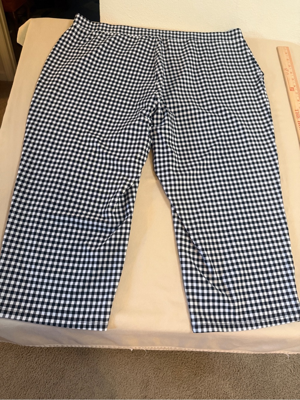 Susan Graver QVC Black White Gingham Crop Pants 2XP Cotton Stretch Pull On - Picture 7 of 12